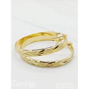 14K BRAZILIAN Gold Hoop, Tri-Tone Earrings ,Pantallas